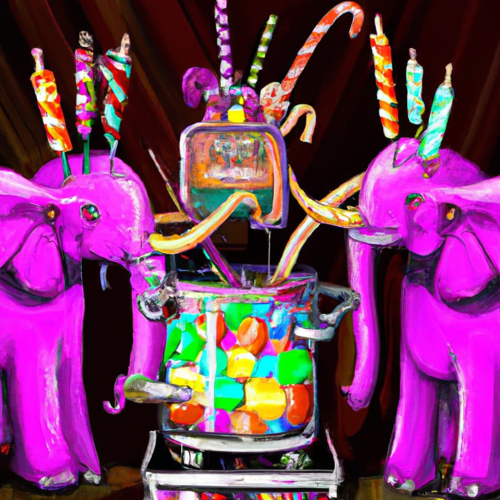 Anthropomorphic Elephants in a Candy Art Style