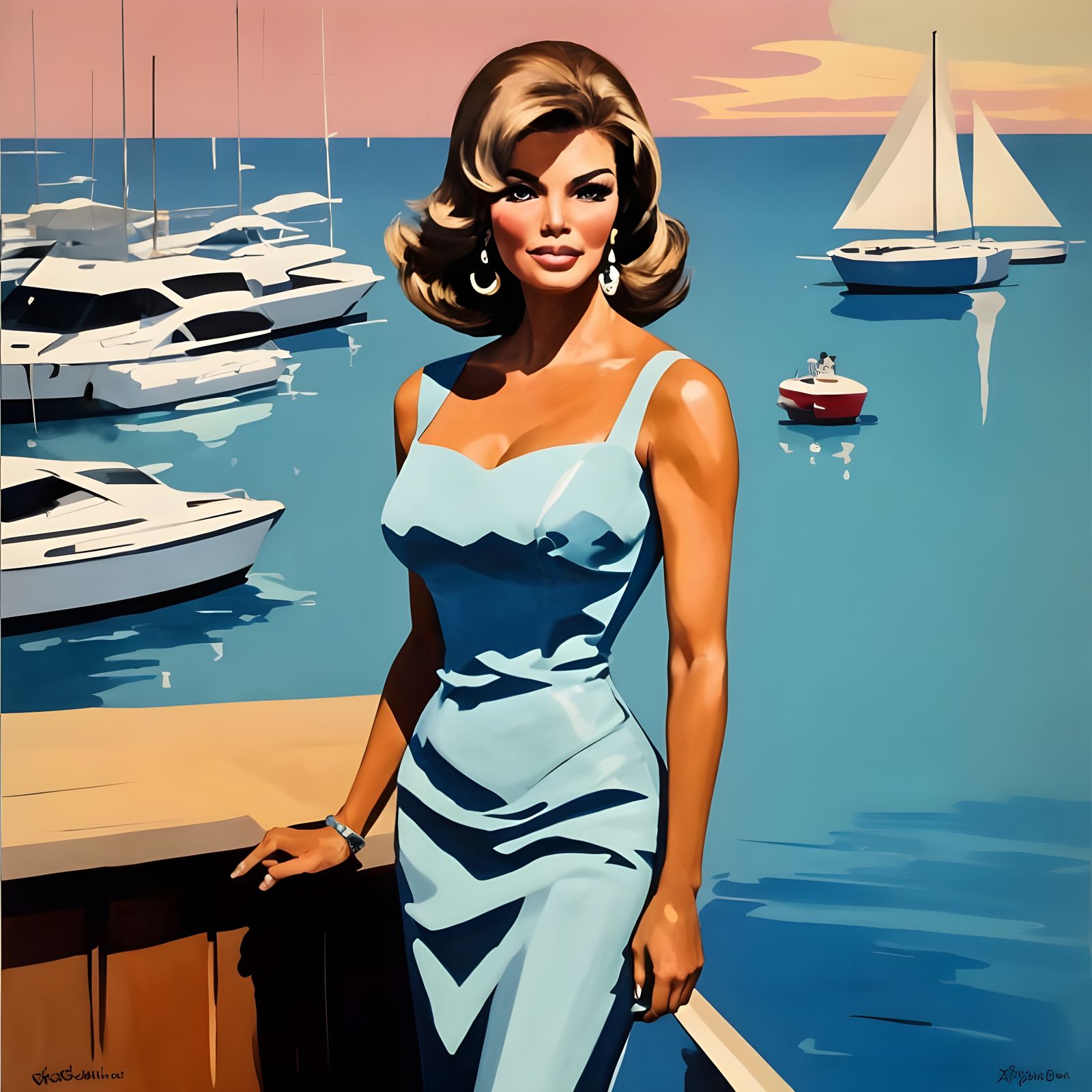 Impressionist Marina Scene in the South of France