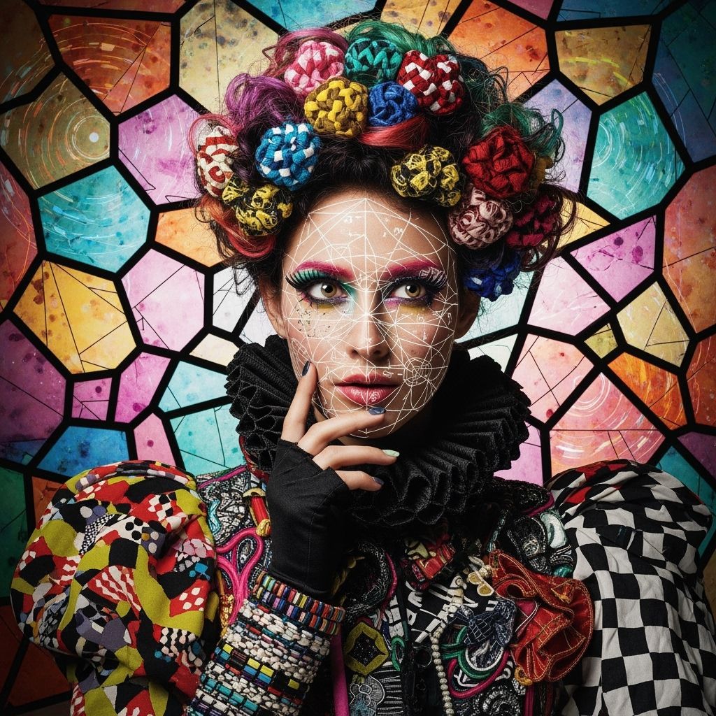 Flamboyant Woman with Trigonometric Overlay