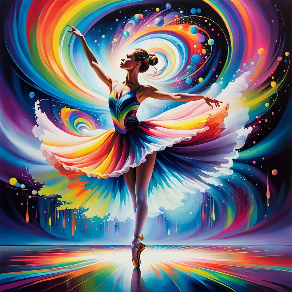 Psychedelic Ballet Dancer in a Surreal Realm