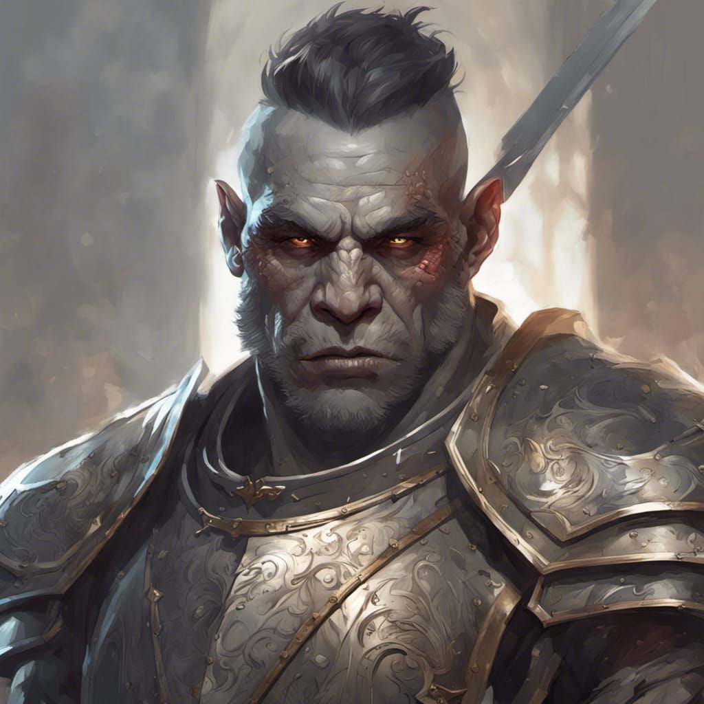 Noble Orc Cleric Portrait in Hyperdetailed Style