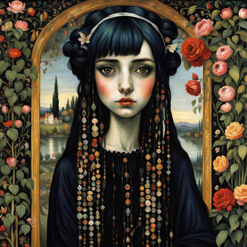 Emo Scene Girl Inspired by Klimt and Caravaggio