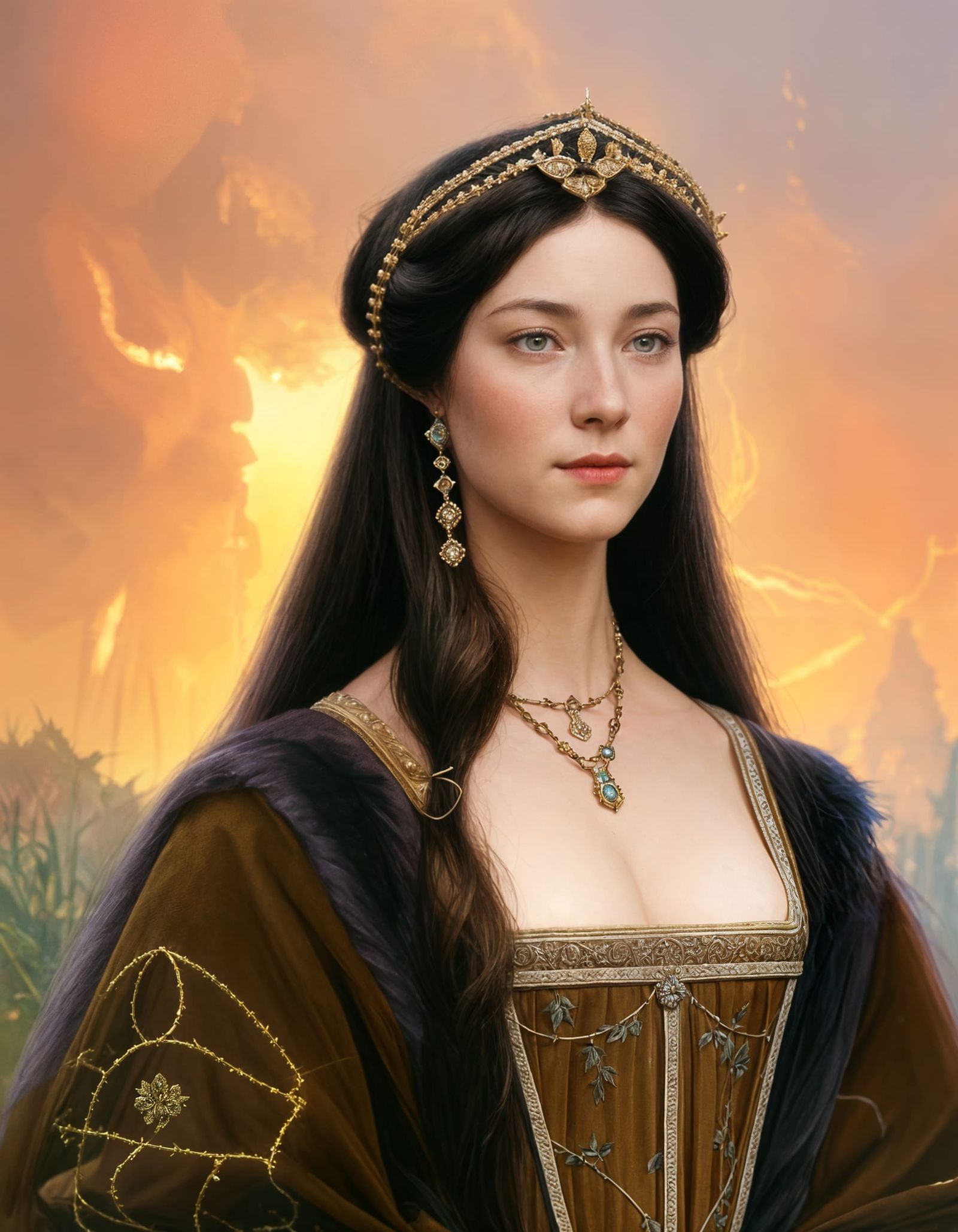 Anne Boleyn Portrait in Garden Maze