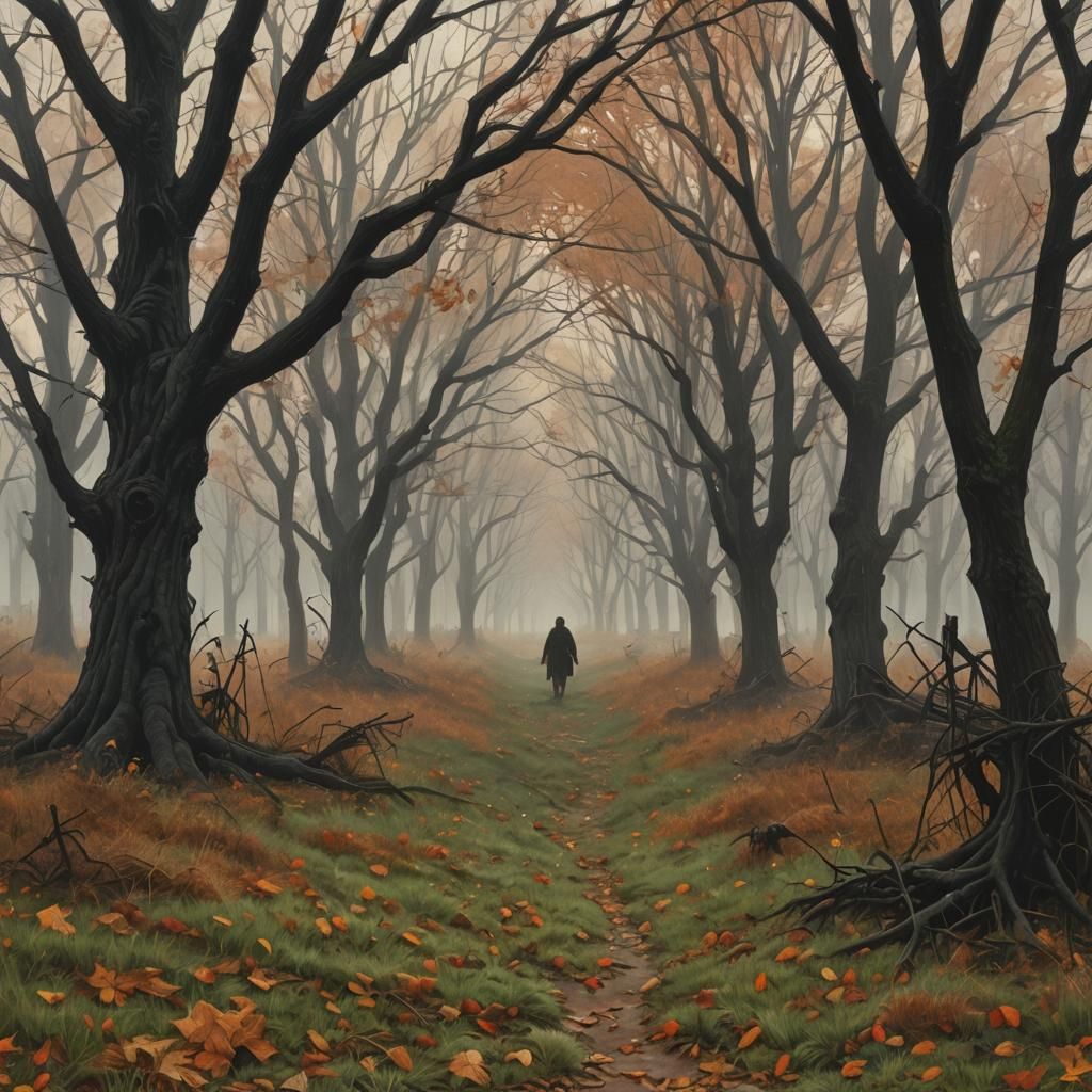 Surreal Autumnal Scene in 3D Digital Art