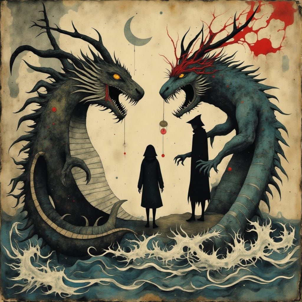 Epic Dragon Battle in Drizzle Rain