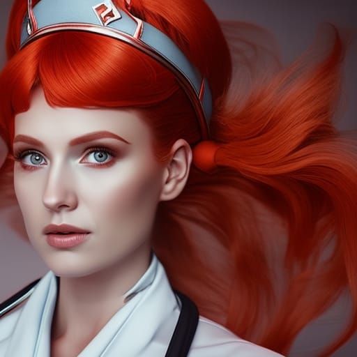 Hyperrealistic Redhead as Nurse in 4K