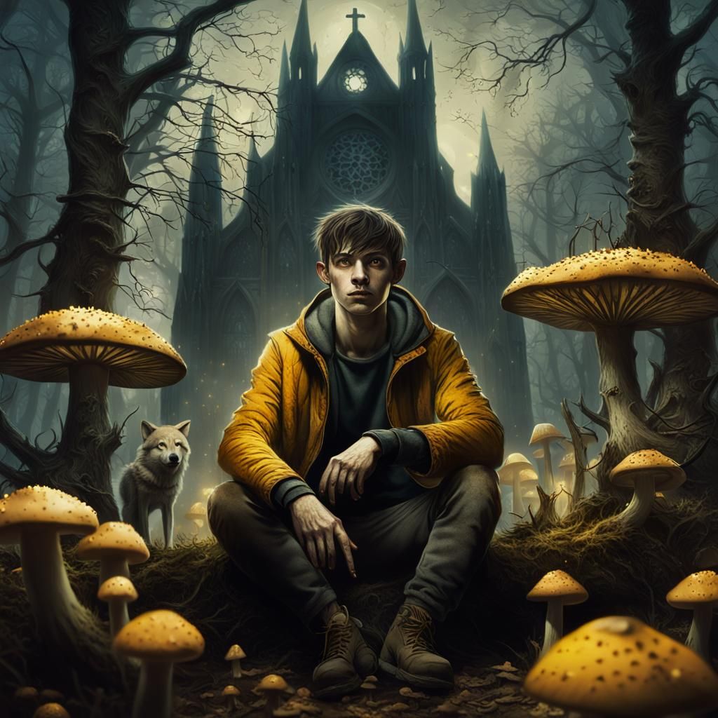 Wolf Boy Portrait in Dark Fantasy Style