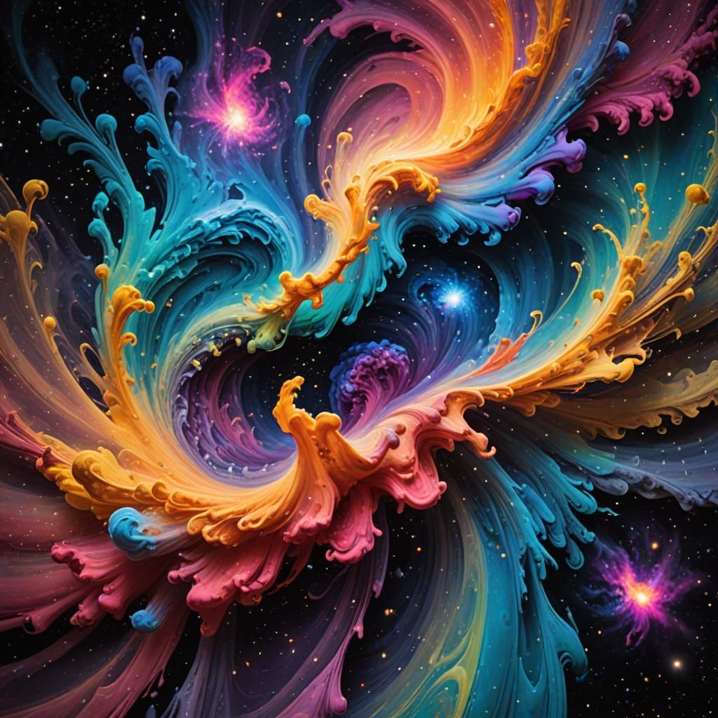 Cosmic Galaxy of Swirling Liquid Stars