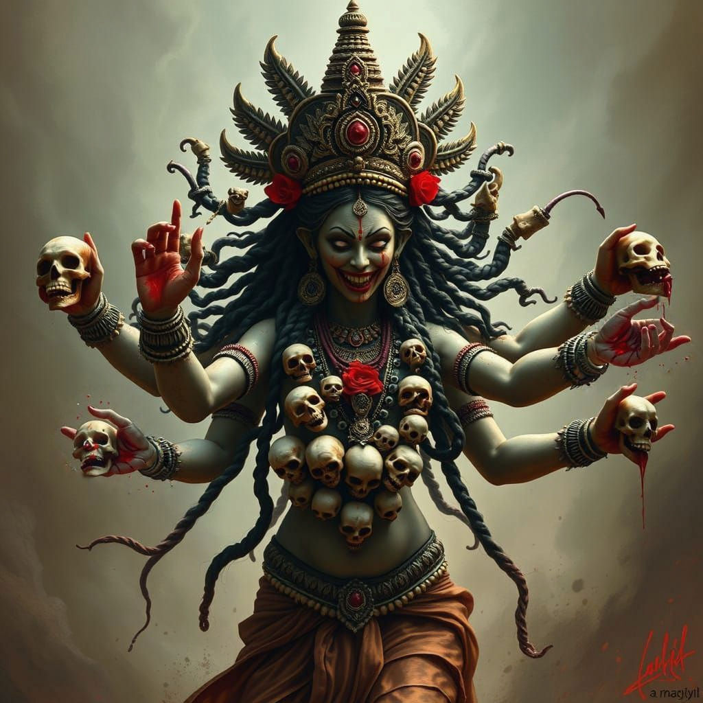 Dark Goddess Kali Dances in a Fury of Color