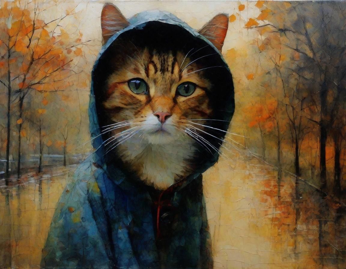 Autumn City Park Scene in sfumato Style