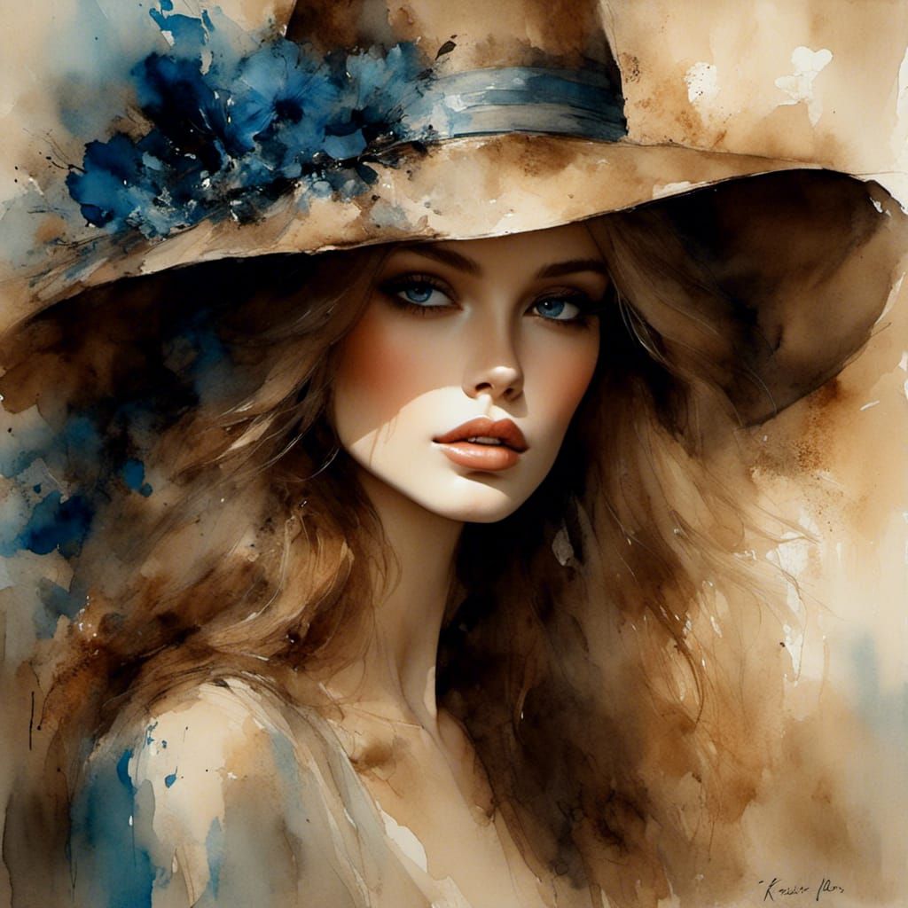 Woman in Brown Hat: Portrait Inspired by Old Masters
