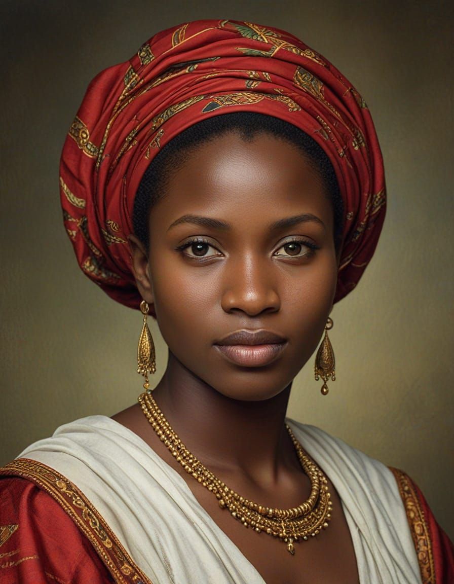 Tanzanian Woman Portrait in Raphael Oil Painting Style