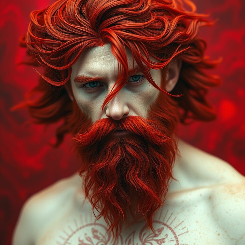 Majestic Februus in Ethereal Crimson Haze