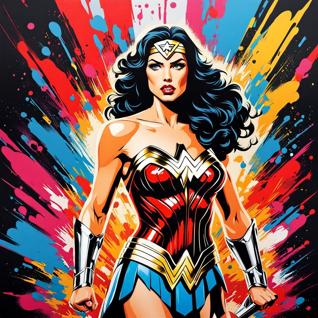 Wonder Woman Graffiti Art in Polychromatic Colors