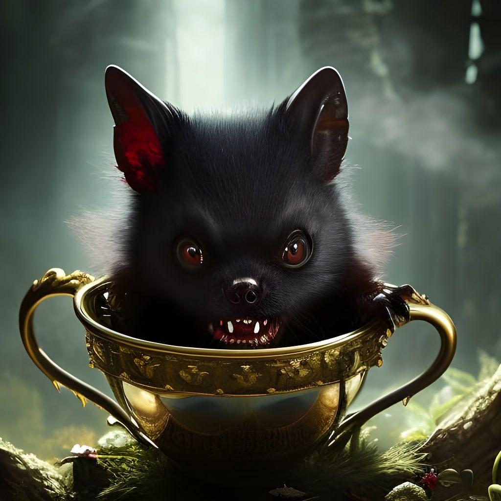 vampire bat in a teacup