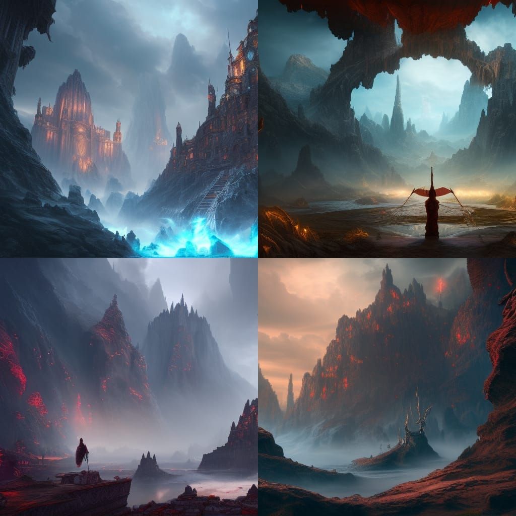 Fantastical Gods Impasse in Detailed Matte Painting