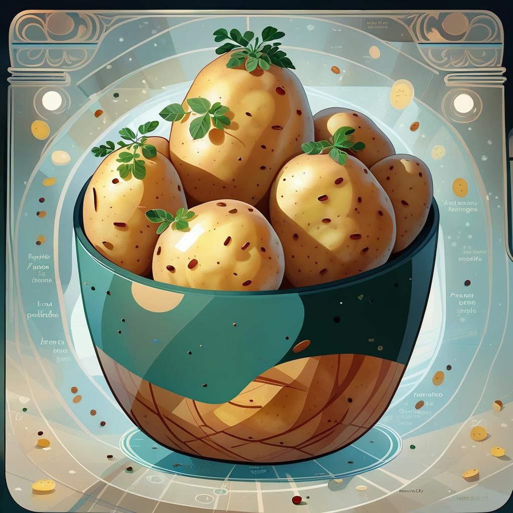 Potato on a Counter: Digital Illustration