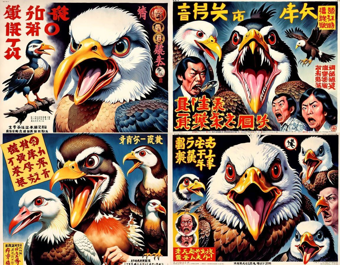 Surreal 1970s Horror Poster in Grotesque Japanese Aesthetic