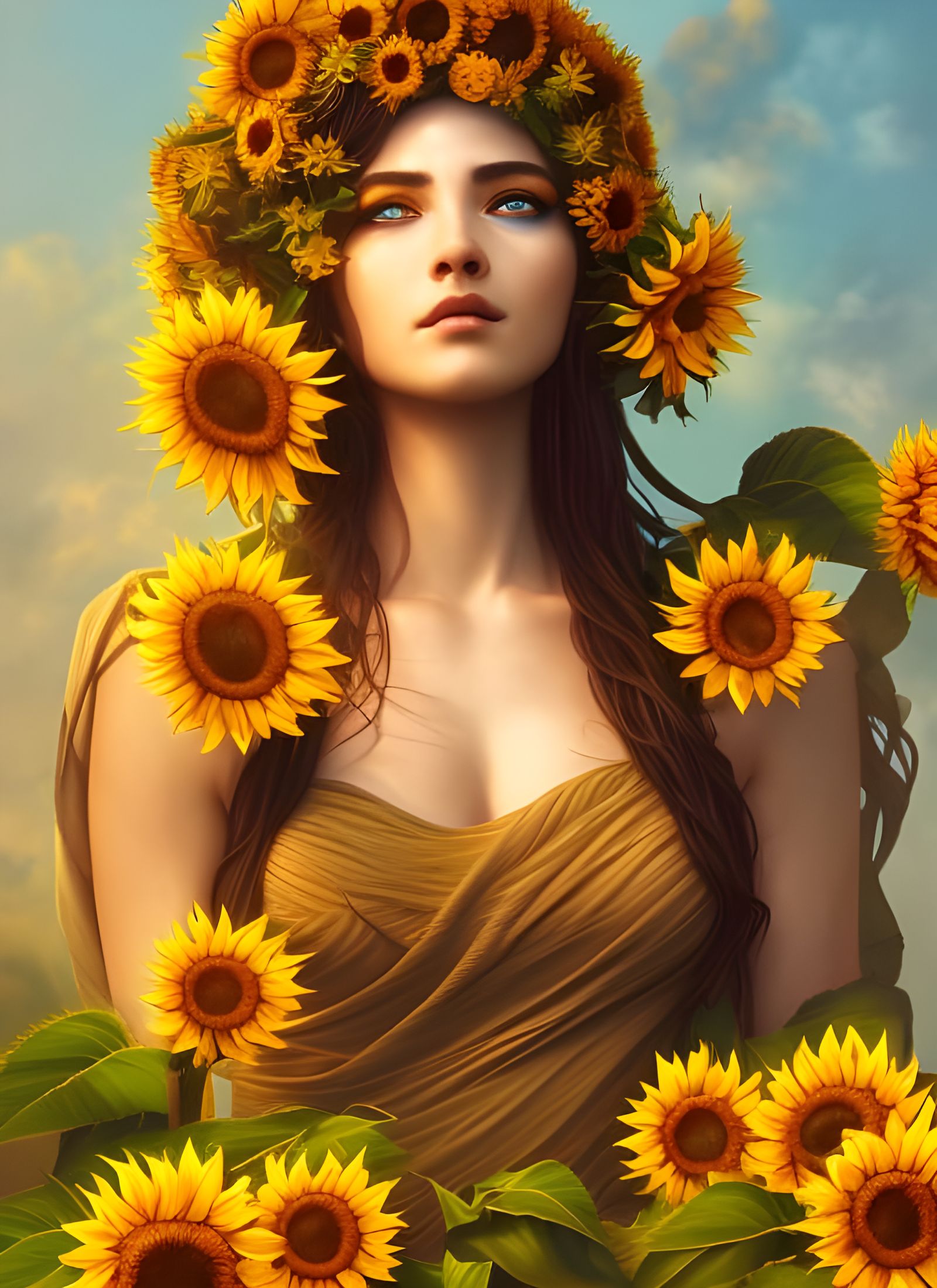 Sunflower Goddess Digital Painting