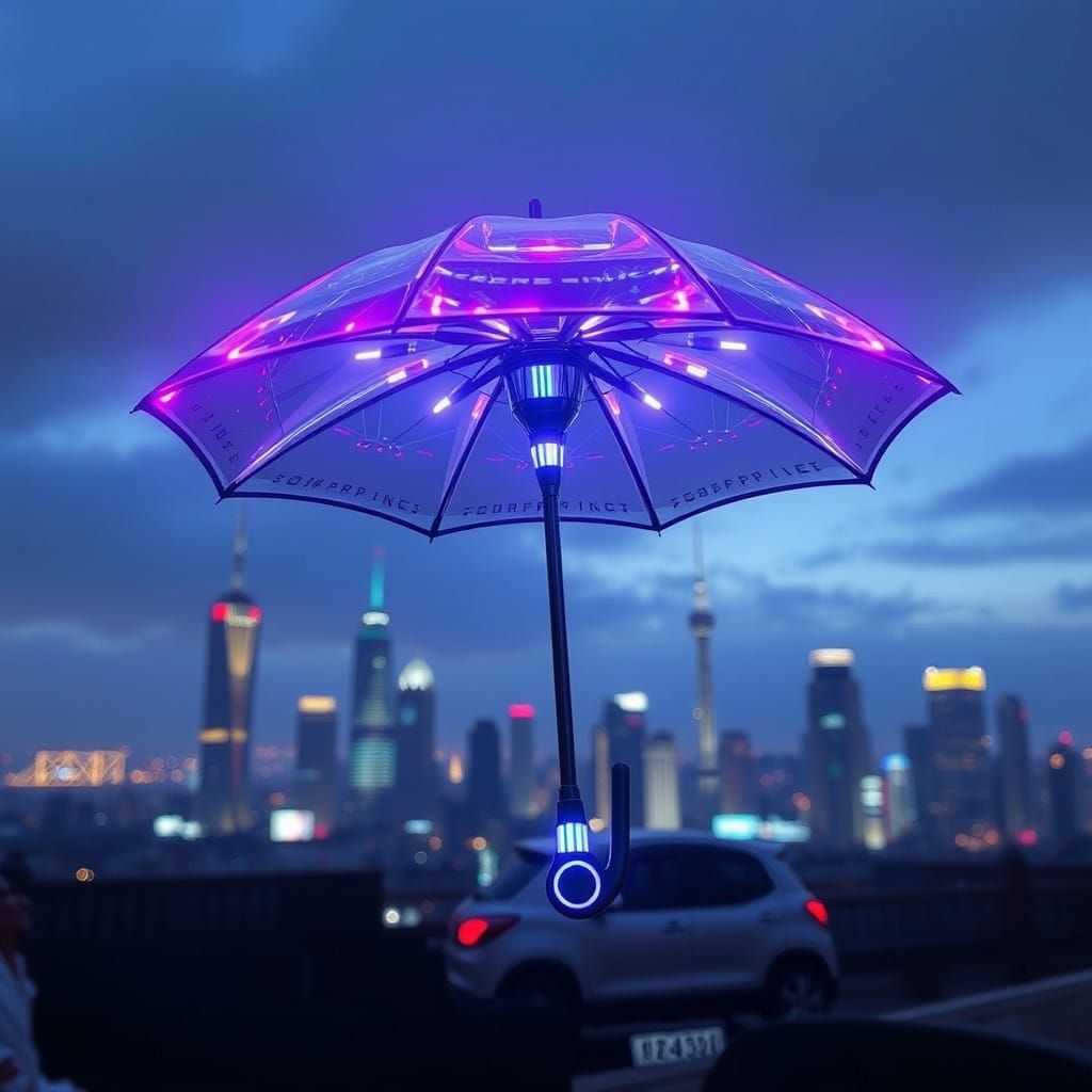 Sleek Futuristic Umbrella Unfolds in Hi-Tech Style