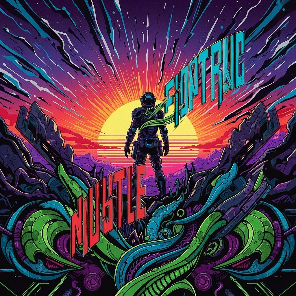 Heroic Figure Illustration with Dynamic Shapes