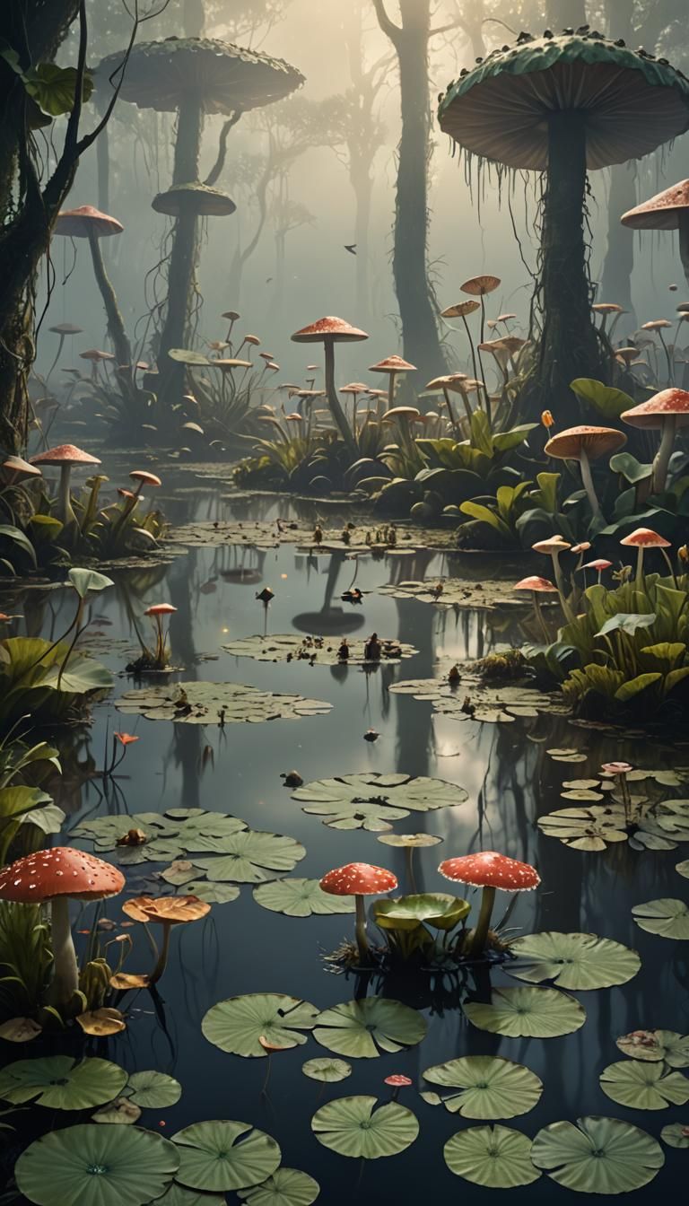 Mushroom Swamp: Fog, Frogs, and Lily Pads