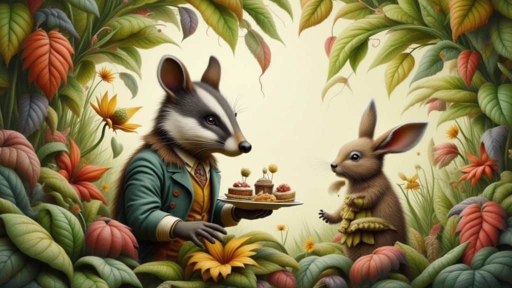 ”Have a cupcake Mr Bunny”, said Mr Badger.
