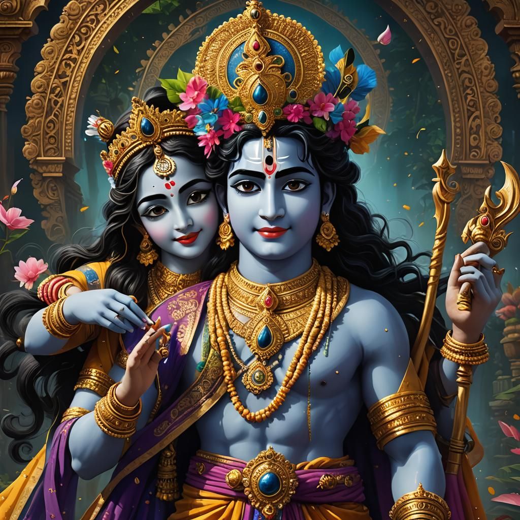 Krishna and Radha: A Fantastical Digital Painting