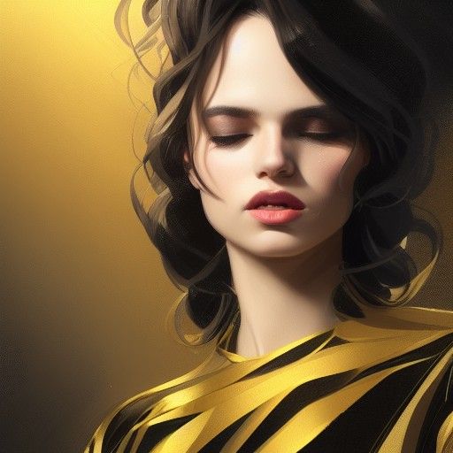Girl in Black and Gold Dress Portrait
