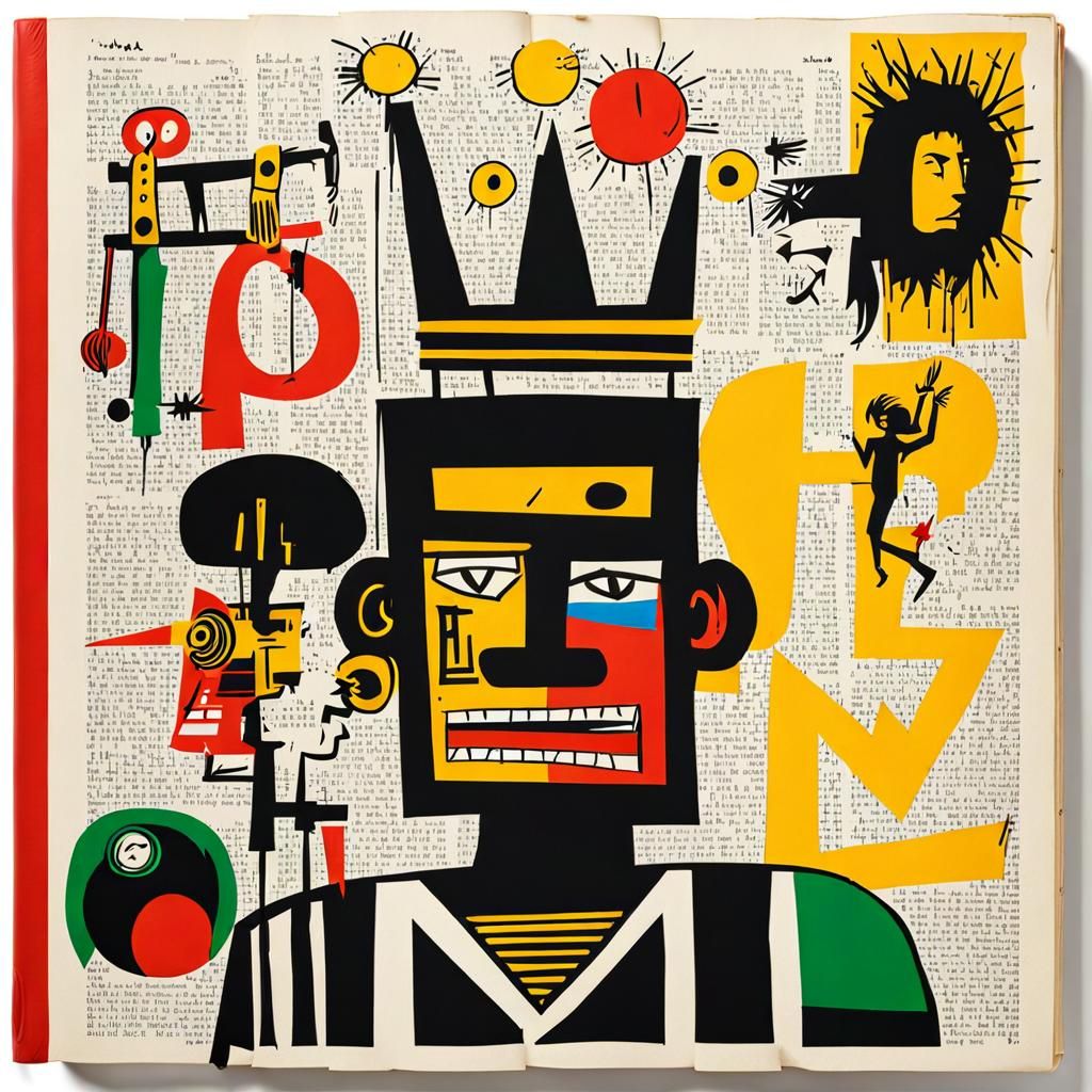 Alphabet Newspaper in Basquiat Sketchbook Style