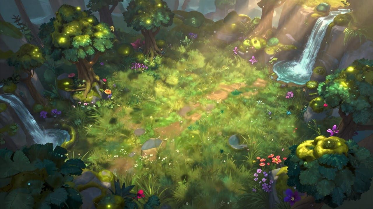 Dota 2 Nature Scene With Waterfalls and Lush Landscapes