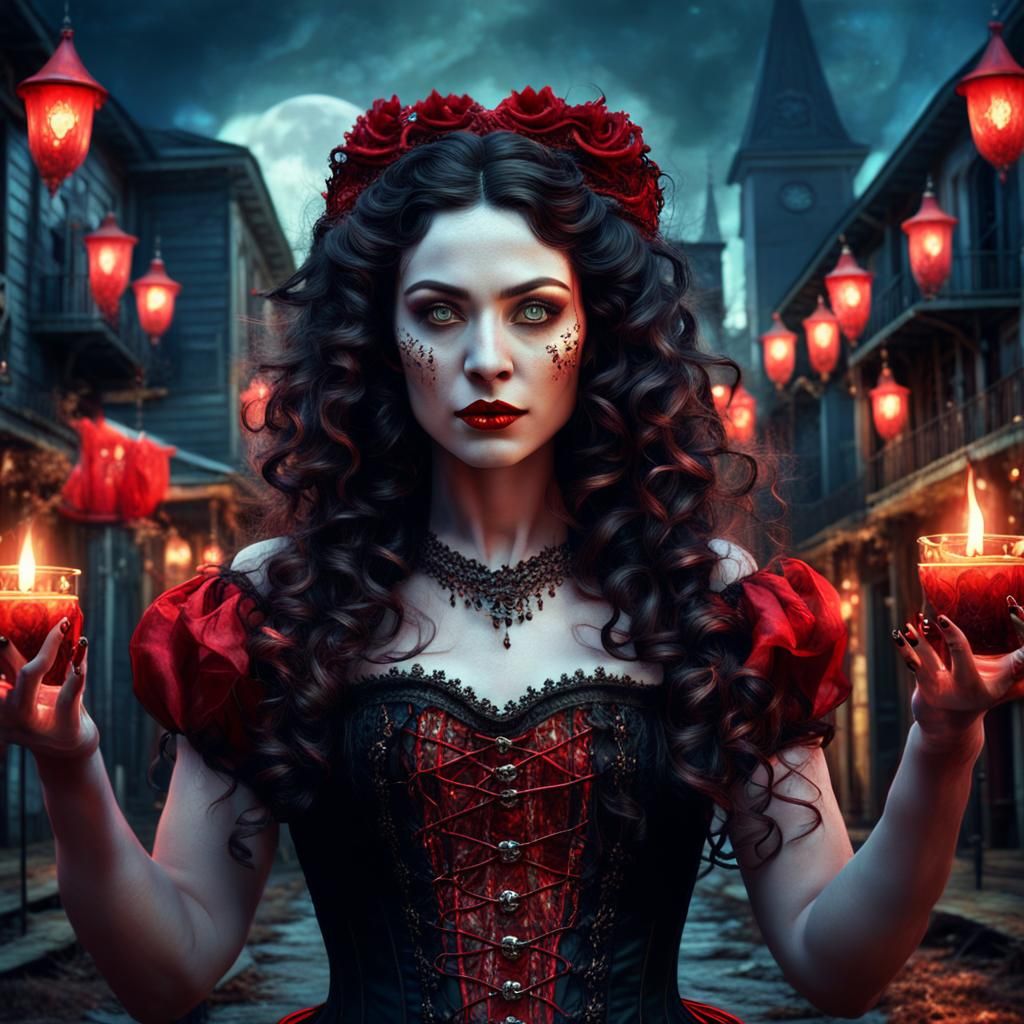 Cajun Bayou Witch Summoning Ghosts, Fantasy Art