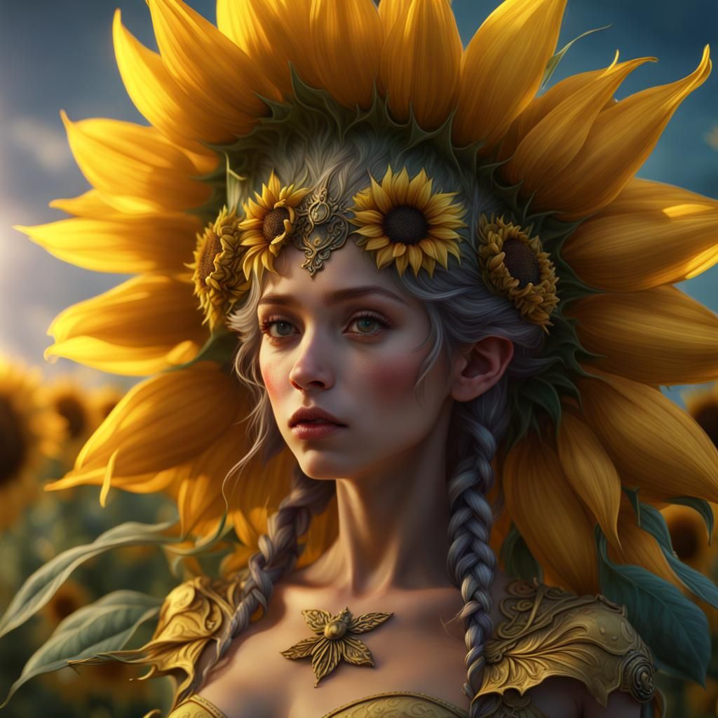 Detailed Sunflower Fairy Concept Art