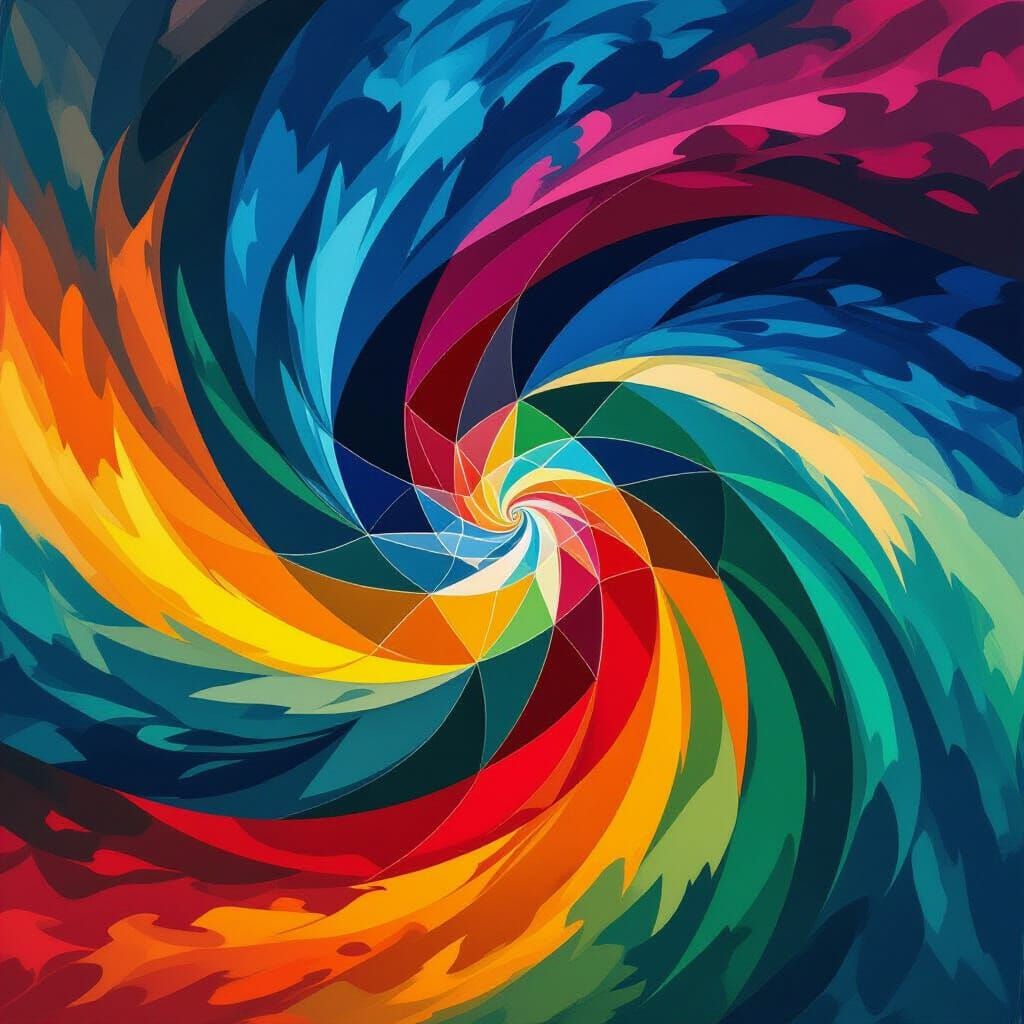 Vibrant Abstract Swirls of Blue, Orange, Green, Red
