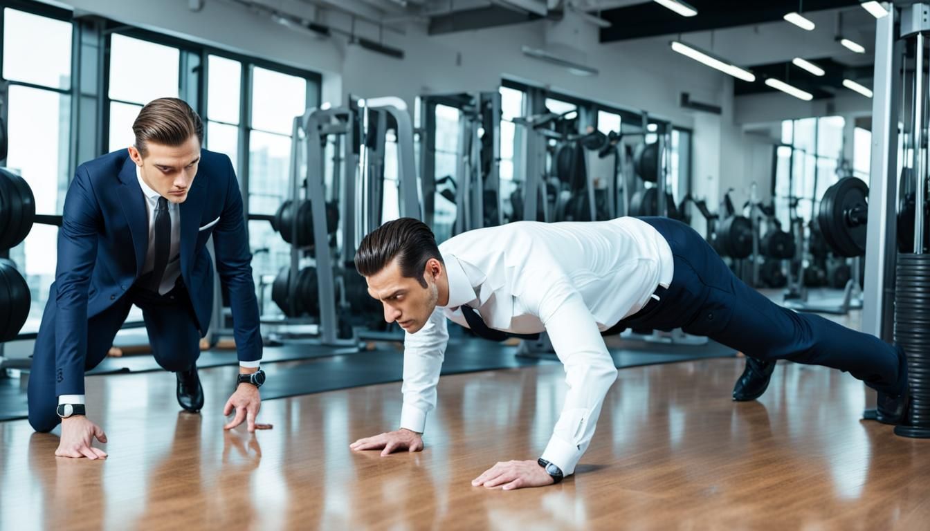 Businessman Supervises Gym Workout