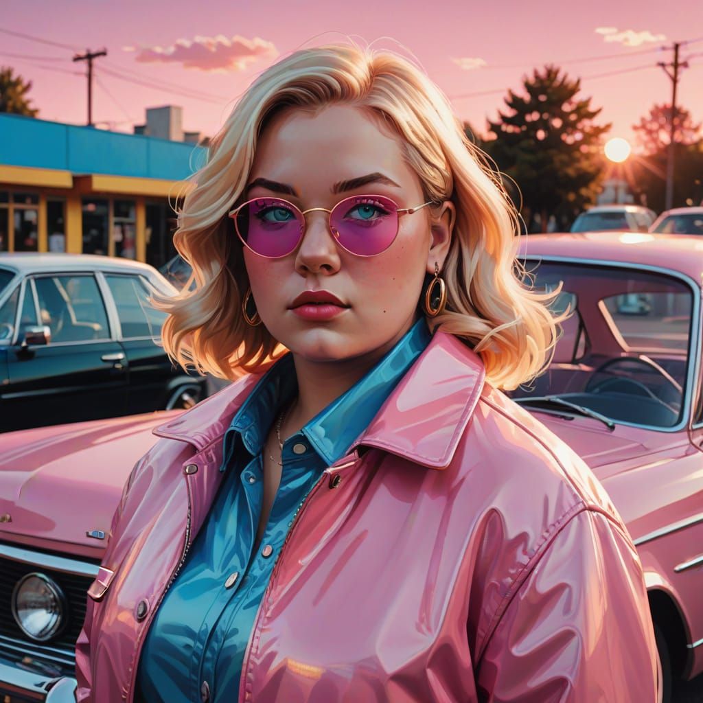 Retro Pop Art Beauty in Vibrant Pink