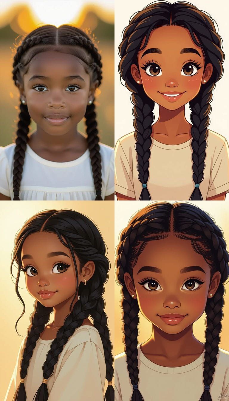 Cute Black Girl With Braids and Big Eyes