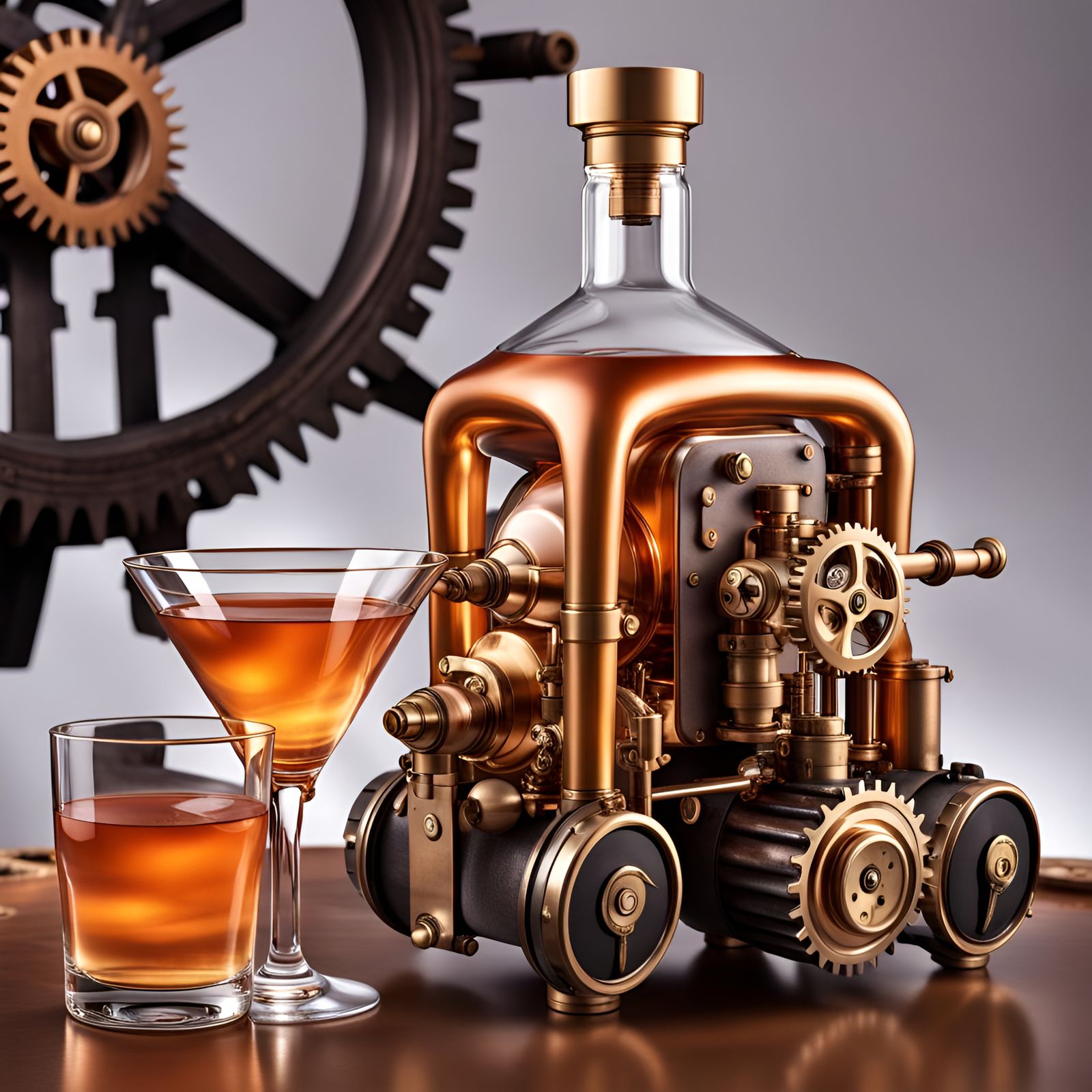 Steampunk Vodka Caramel Drink with Bottle