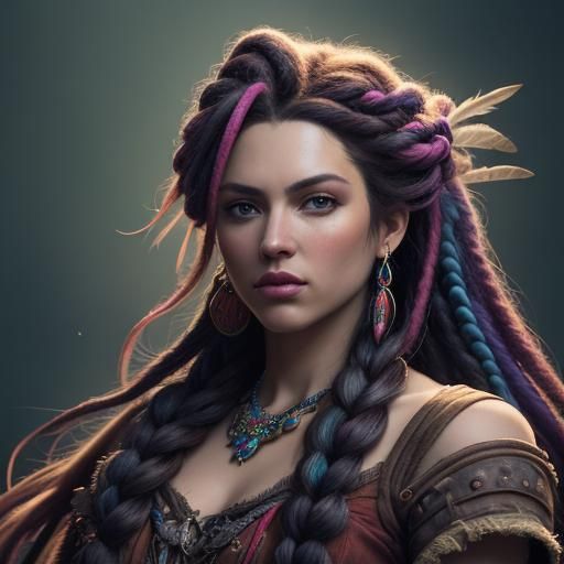 Fearsome Pirate Cultivator with Braids in Fantasy Art