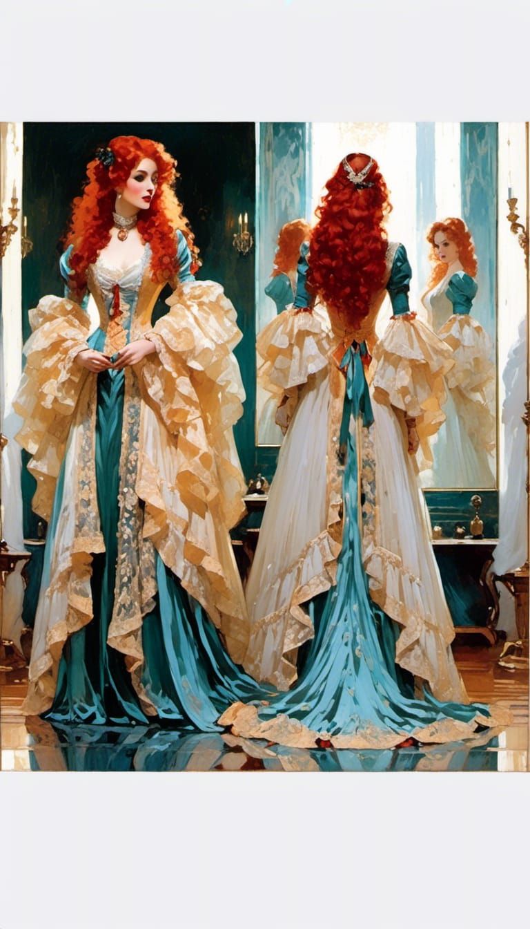 Victorian Vampire Mina Harker in Edward Cucuel Style