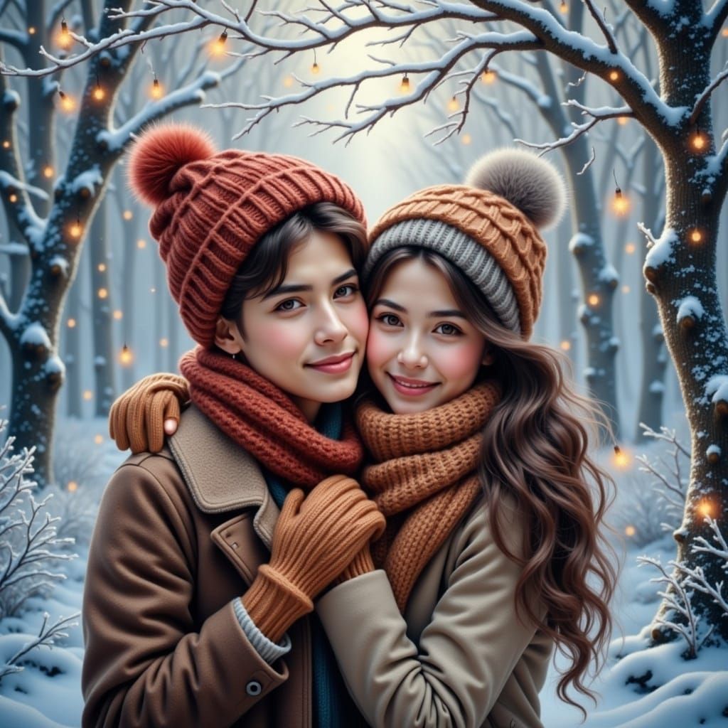Cozy Winter Portrait of a Loving Couple