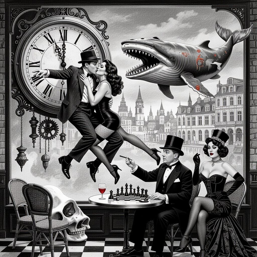 Harold Lloyd Kisses Monica Bellucci Hanging From Clock