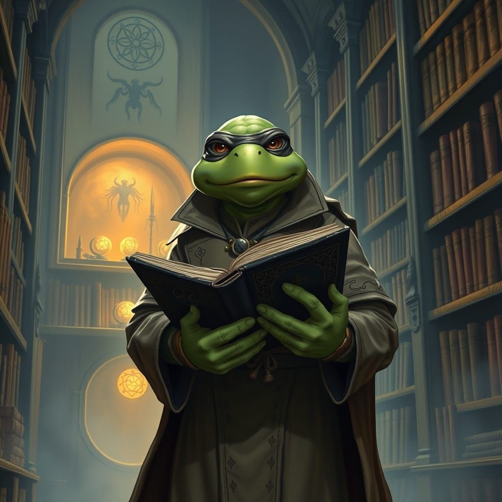 Ninja Turtle in Haunting, Ancient Library