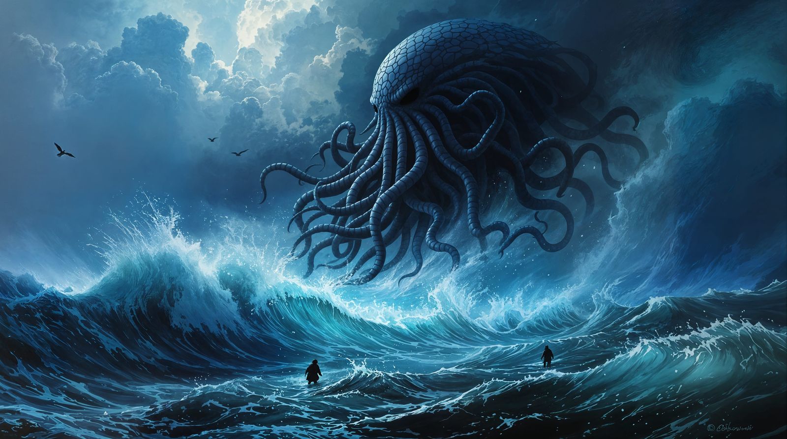 Stormy Sea Monster Emerges from Abyss