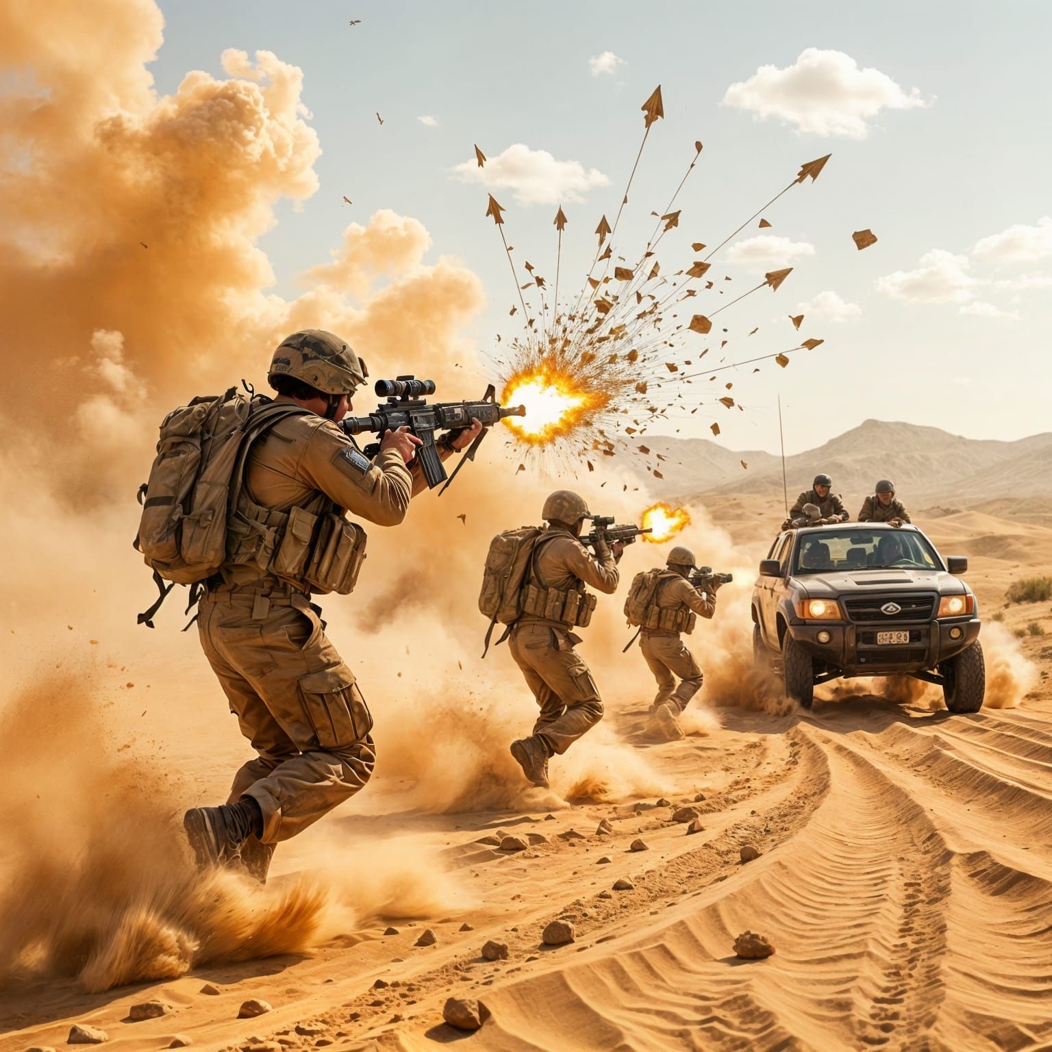 Israeli Soldiers Throw Sand Transforming into Arrows
