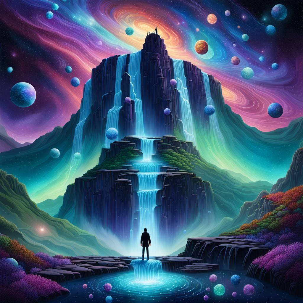 Cosmic Waterfall of Stars and Galaxies