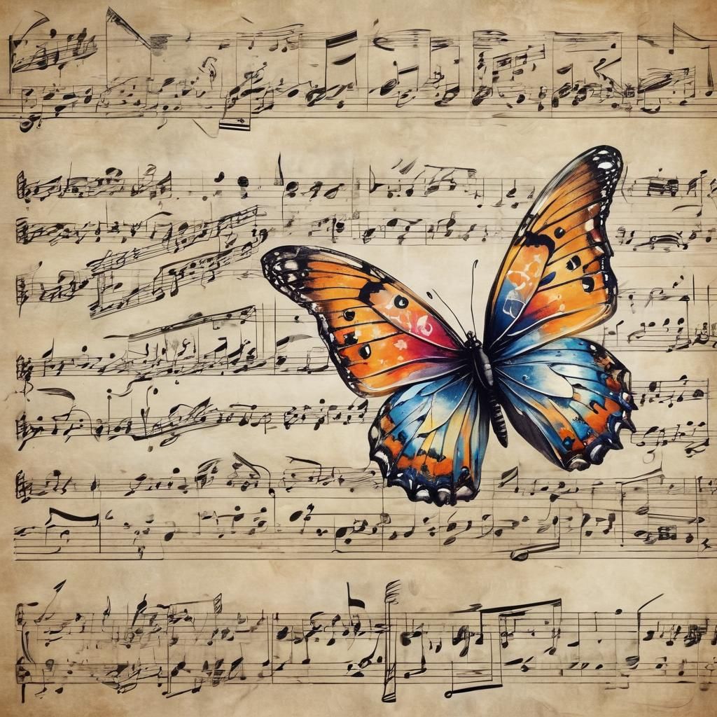 Musical Butterfly Made of Notes
