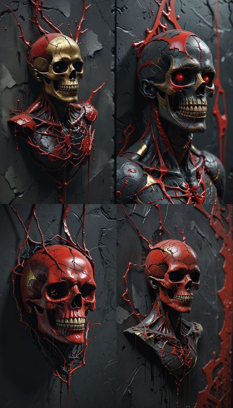 Kintsugi Graffiti in Dark Surreal Horror Style