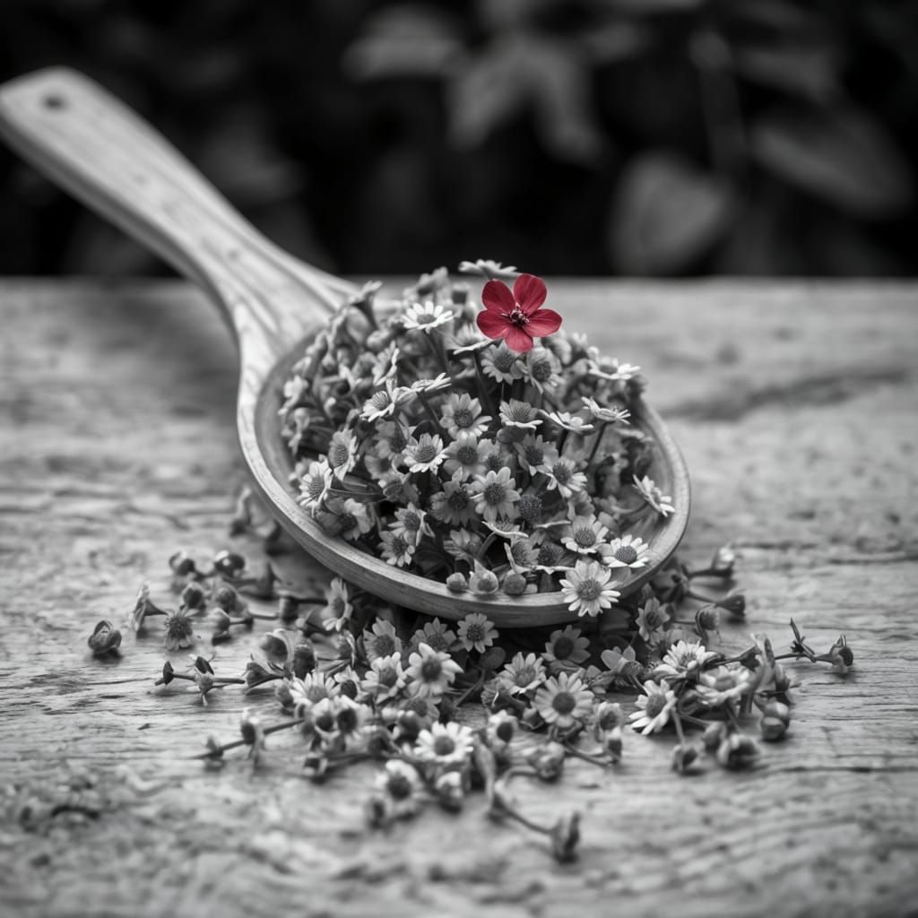 Vintage Floral Still Life in Black and White