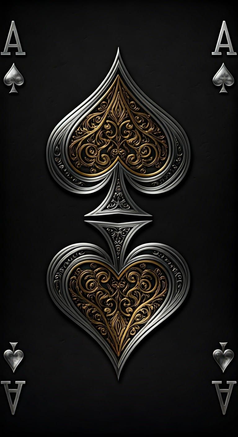 Stylized Ace of Spades Playing Card in Metallic Design